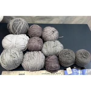 Lot Of 11 Balls Yarn 1- Berroco Cosma Alpaca Wool Shades Of Gray Various Brands